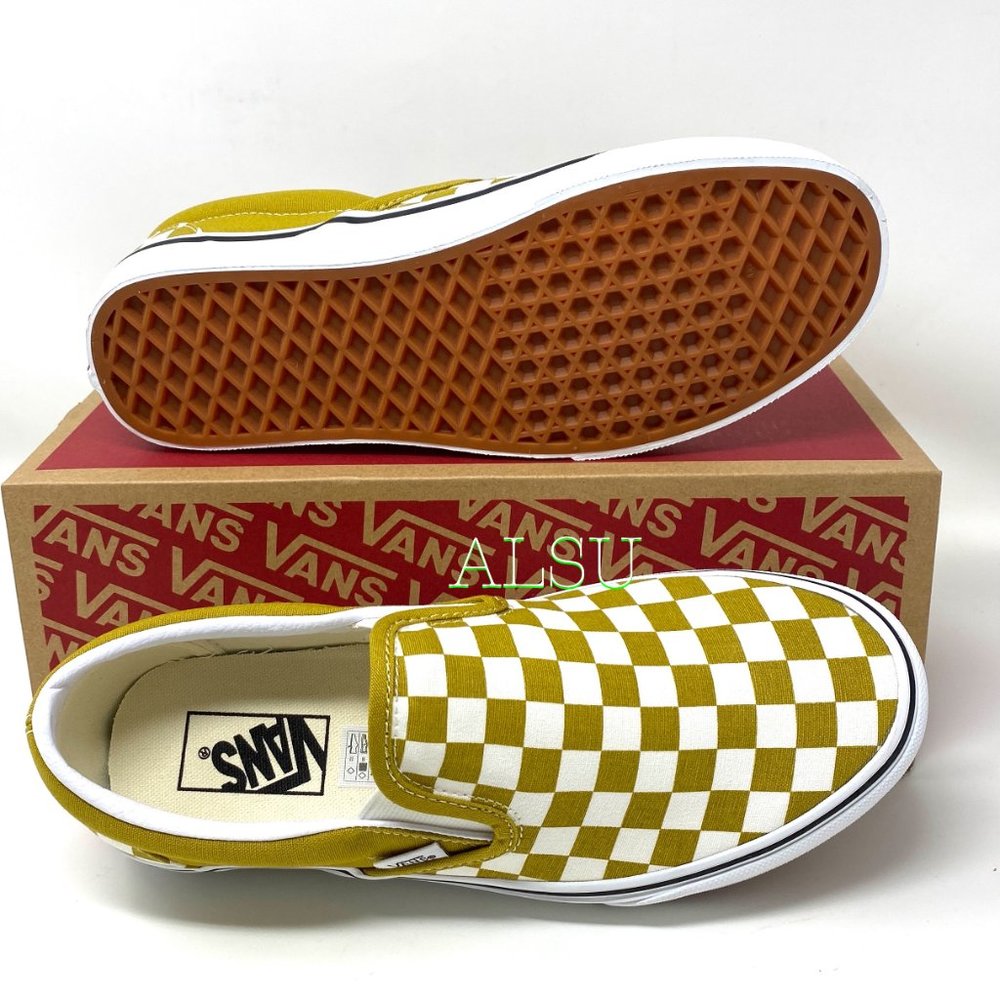 VANS Classic Slip On Checkerboard Olive Oil Sneakers Men's Size VN0A4U381GI - Picture 2 of 10